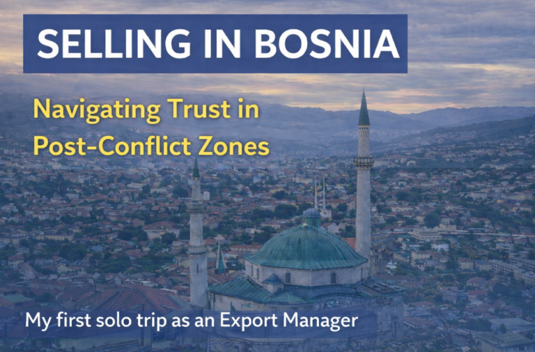 Selling in Bosnia blog banner featuring Mihai Mora on his first solo sales trip